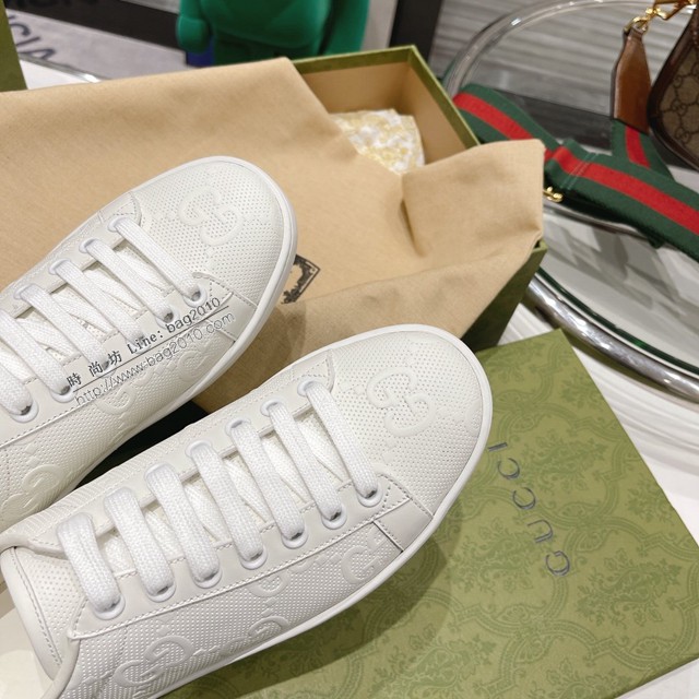 gucci頂級原版低幫鞋 古馳萬年經典情侶款小白鞋 男女款休閒板鞋 dx2746